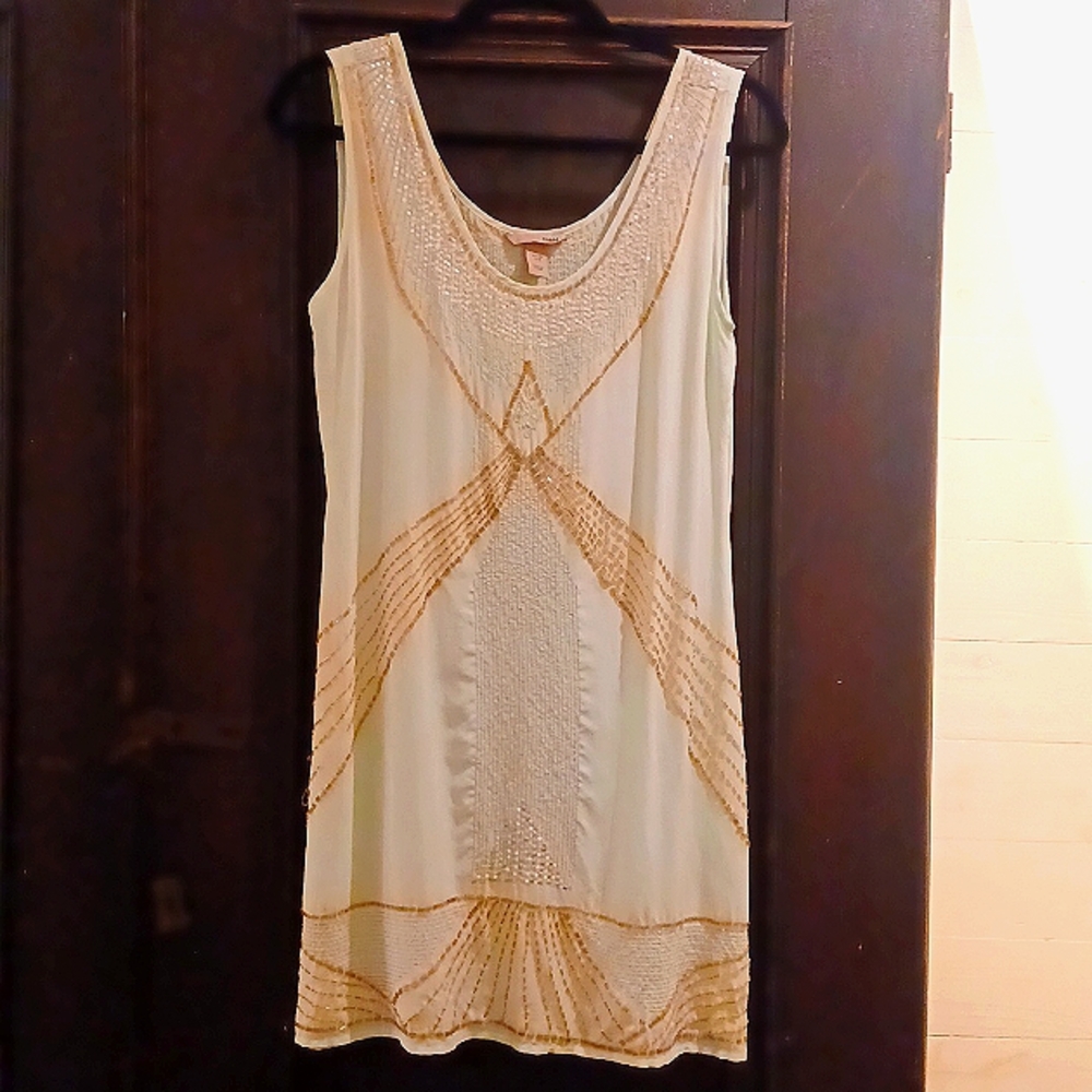 Roaring 20s inspired 100% silk beaded powder blue dress by H&M. Women's 8